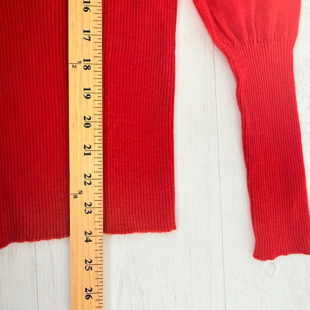 Anthropologie Moth Rosette Mock Neck Sweater Size S Red Wool Cashmere Blend - Picture 14 of 16